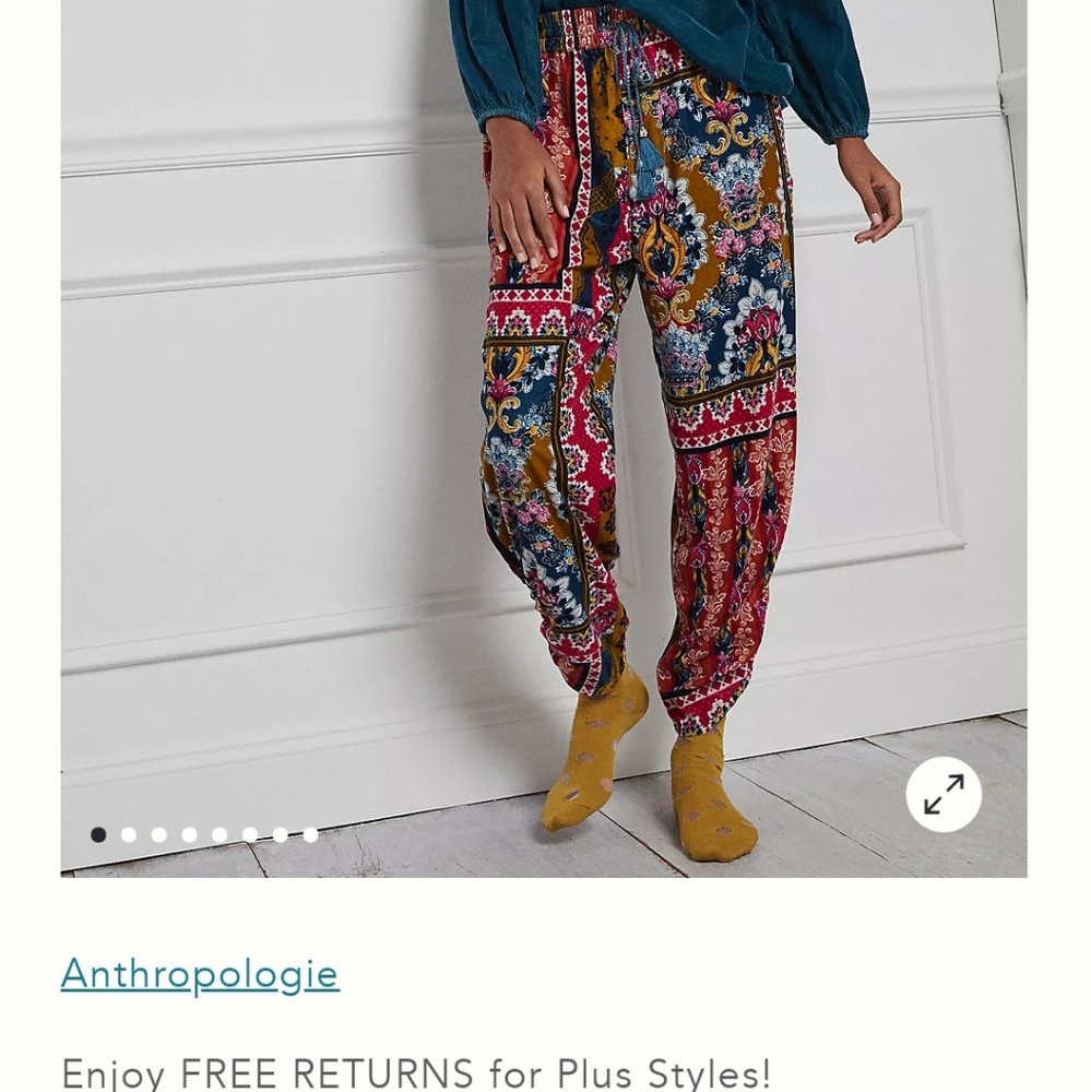 Anthropologie velvet lounge pants